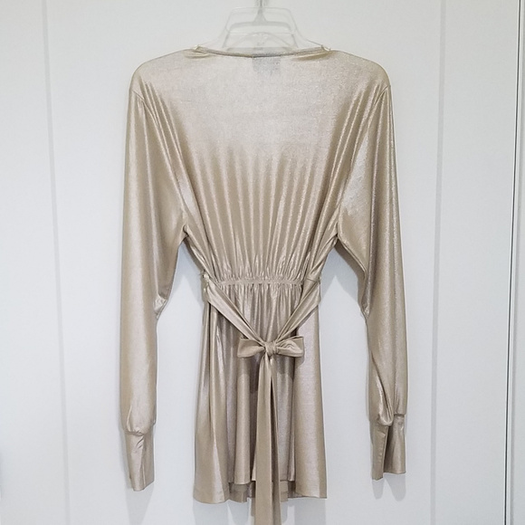 Shiny Champagne Colored Rhinestone Blouse by eci - Picture 5 of 7